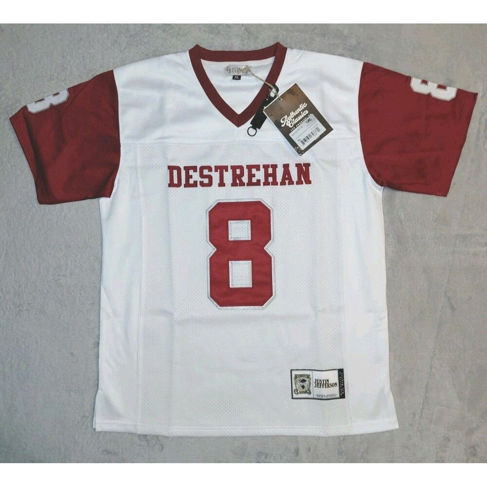 Justin Jefferson #8 Headgear Classics Destrehan High School Jersey Size XL